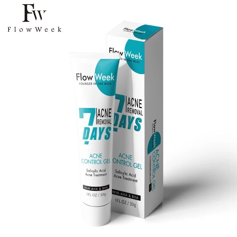 Flow week-Gel de tratamiento para el acné y el ácido salicílico, crema facial blanqueadora antiacné, eliminación de manchas de granos de árbol de té, cuidado de la piel