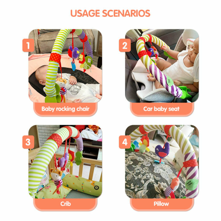 Campana colgante para cochecito de bebé, Clip para cochecito Unisex, arco de juego, arcoíris, Clip para cama, sonajero para bebé, juguetes para bebé de 0 a 12 meses