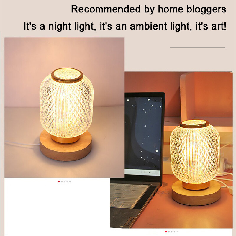 Lampu meja LED kristal, lampu meja dekorasi rumah Nordic perlengkapan pencahayaan samping tempat tidur, bertenaga USB baterai/lampu malam