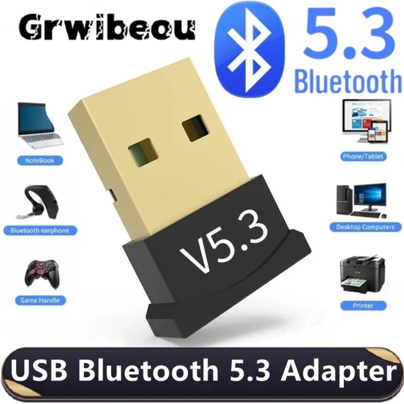 Adaptador sem fio USB Bluetooth 5.3, Bluetooth 5.1, Dongle para PC, Alto-falante portátil, Receptor de áudio, Transmissor USB