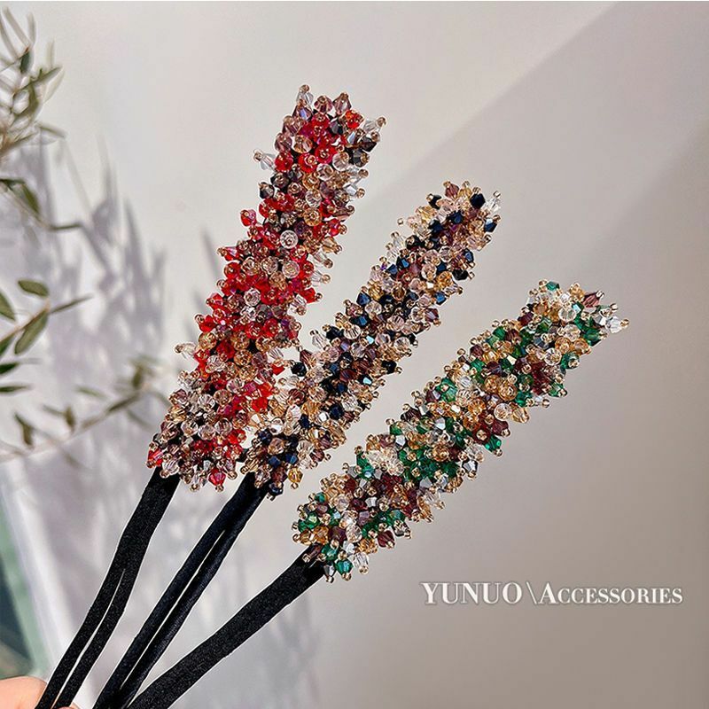 Bâton de chignon en cristal floral pour femme, facile à fabriquer, plaque de bricolage, bandeau pliable, accessoires pour cheveux, cadeau