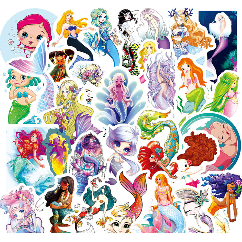 10/30/50pcs Cute Mermaid Princess Disney Stickers Cartoon Decoration Sticker for Kids Toy DIY Phone Diary Guitar Graffiti Decals