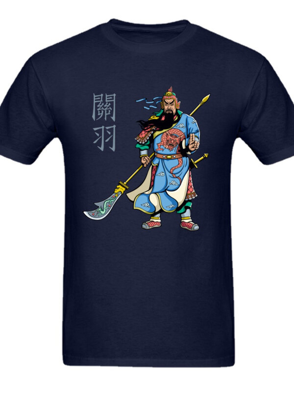 T-Shirt à Imprimé Guan Yu de l'Opéra chinois de Pékin, Design Unique Été Coton O-cou Manches Courtes Hommes T-shirt Nouvelle S-3XL