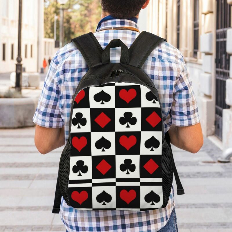 Рюкзак для ноутбука с игральными картами для мужчин и женщин, повседневная школьная сумка для учеников школы и колледжа, сумка для игроков в покер