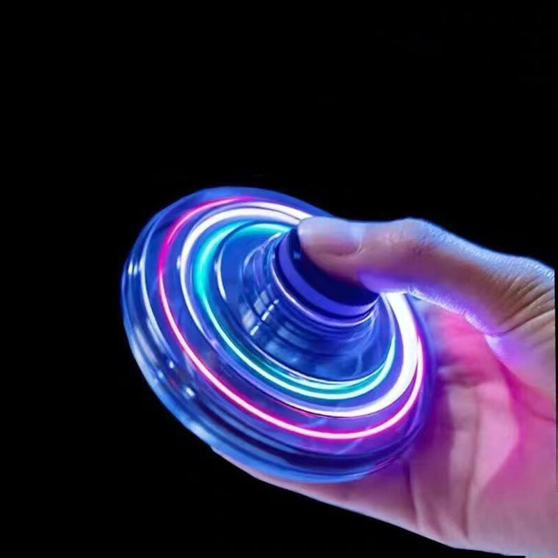 Creative Glowing Flashing Gyroscope Spinning Children Hand Turn Rotating Gyro Toys Cool Colored Light Effect Toys Kids Funny Toy