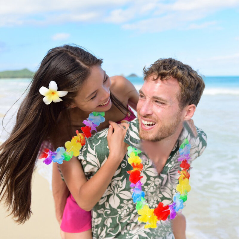 인공 꽃 화환 화환 목걸이, 하와이 해변 웨딩 생일 파티 장식 용품, 하와이 파티 장식, 5-20 개