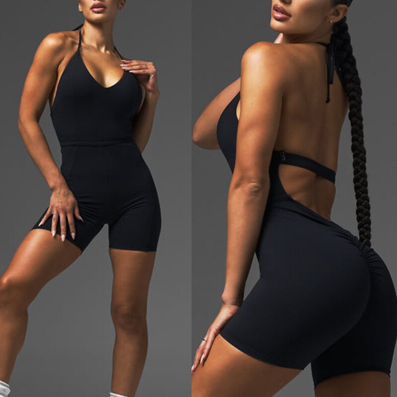 2024 nowe seksowne body do jogi nagie jednoczęściowe ubrania z trening jogi powietrznej, modne damskie spodnie do fitnessu bez pleców