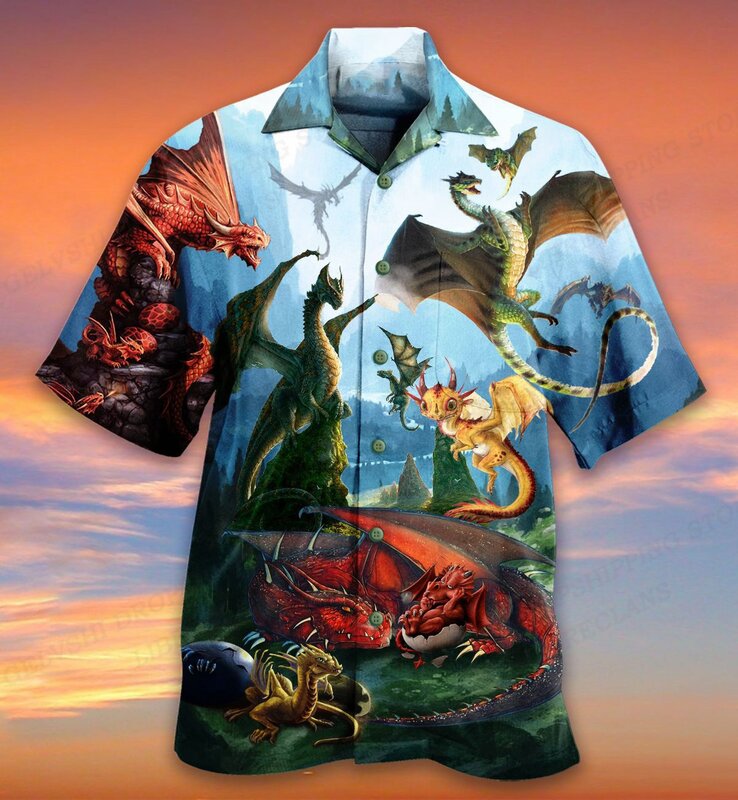 Мужские Пляжные рубашки, 3d рубашки с принтом, мужская и женская модная гавайская рубашка, повседневные пляжные блузки, рубашка с отложным воротником