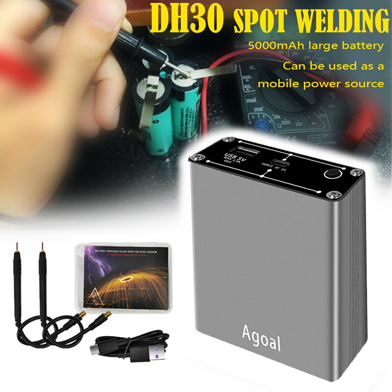 DH30 Spot Welder Adjustable 30 Gears OLED Screen 5000mAh Include For Max 0.2mm Nickel Strip Portable Spot Welding