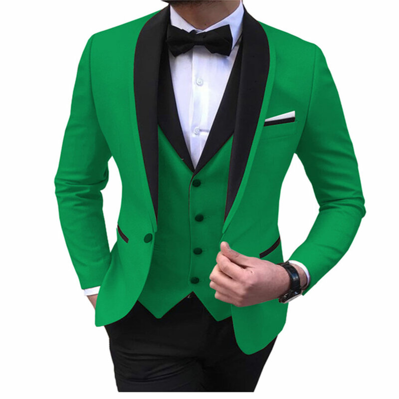 White Mens Suits Men 3 Piece Formal Wedding Shawl Lapel Casual Tuxedos for Prom Groomsmen Suits Men 2024 (Blazer+Vest+Pant)