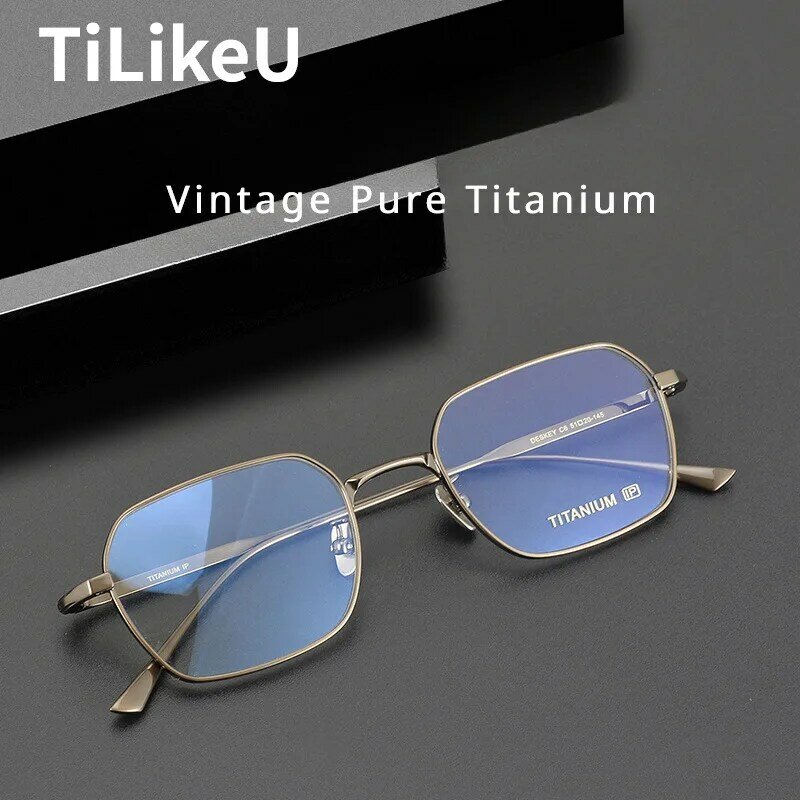 Kacamata bingkai Titanium Jepang, ultra ringan bingkai kacamata buatan tangan, kacamata persegi Vintage, bingkai kacamata miopia optik wanita, mode