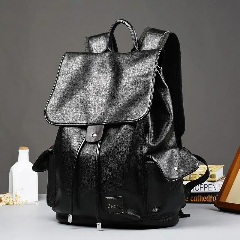 Модный плетеный рюкзак из искусственной кожи для мужчин, роскошная деловая сумка для ноутбука, мужской ранец на молнии, дорожная вместительная сумка