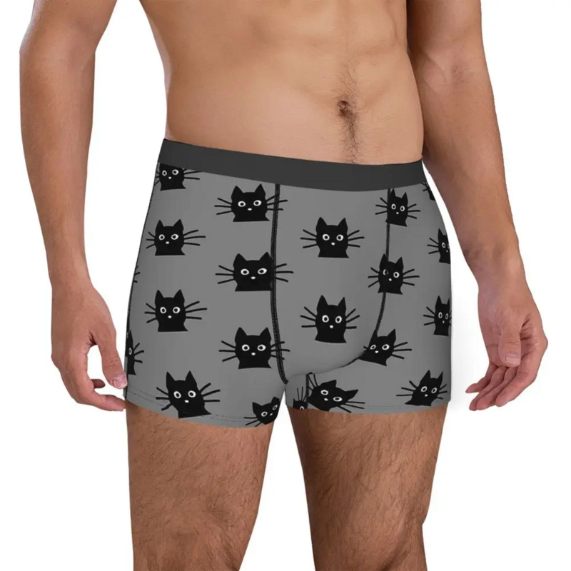 Black Cat Face Underpants Homme Panties Men's Underwear Ventilate Shorts Boxer Briefs