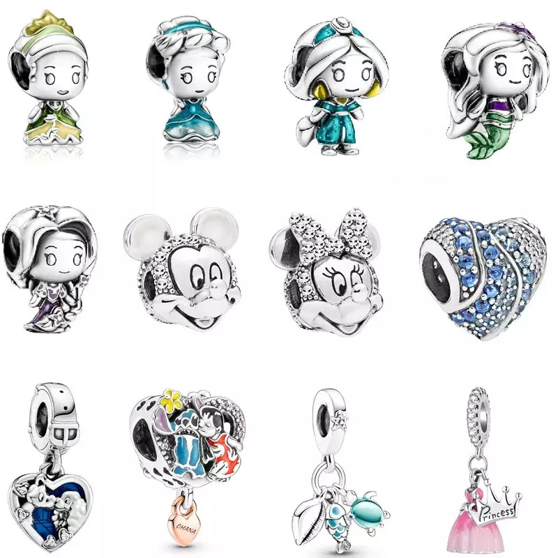 Disney Cartoon 925 srebro kubuś puchatek Stitch urok wisiorek Fit bransoletka Pandora oryginalne kobiety biżuteria prezenty bożonarodzeniowe