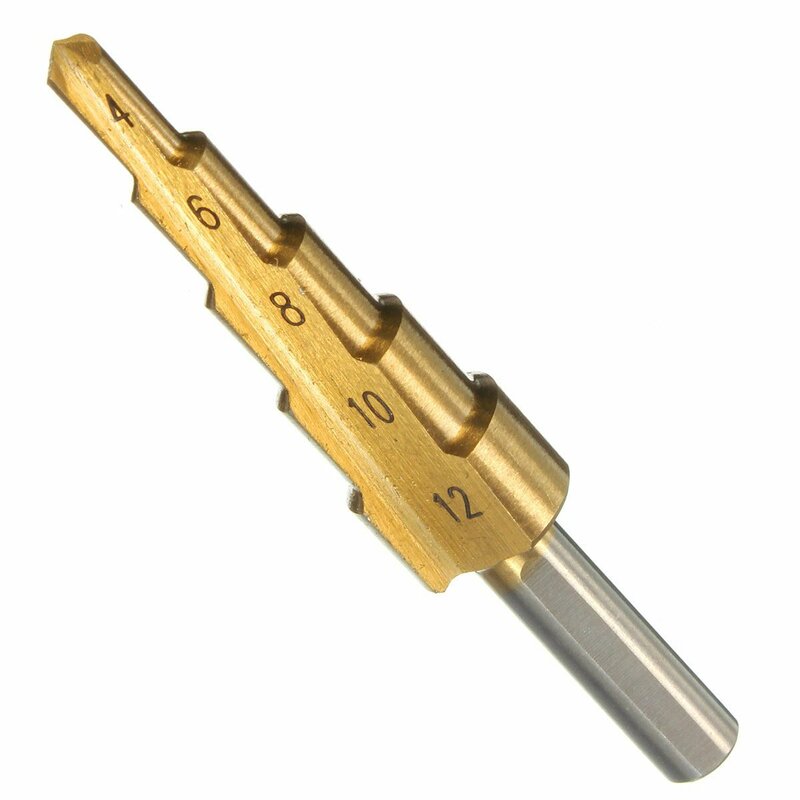 Cônico Titanium HSS Step Drill, chave de fenda, 4-12mm