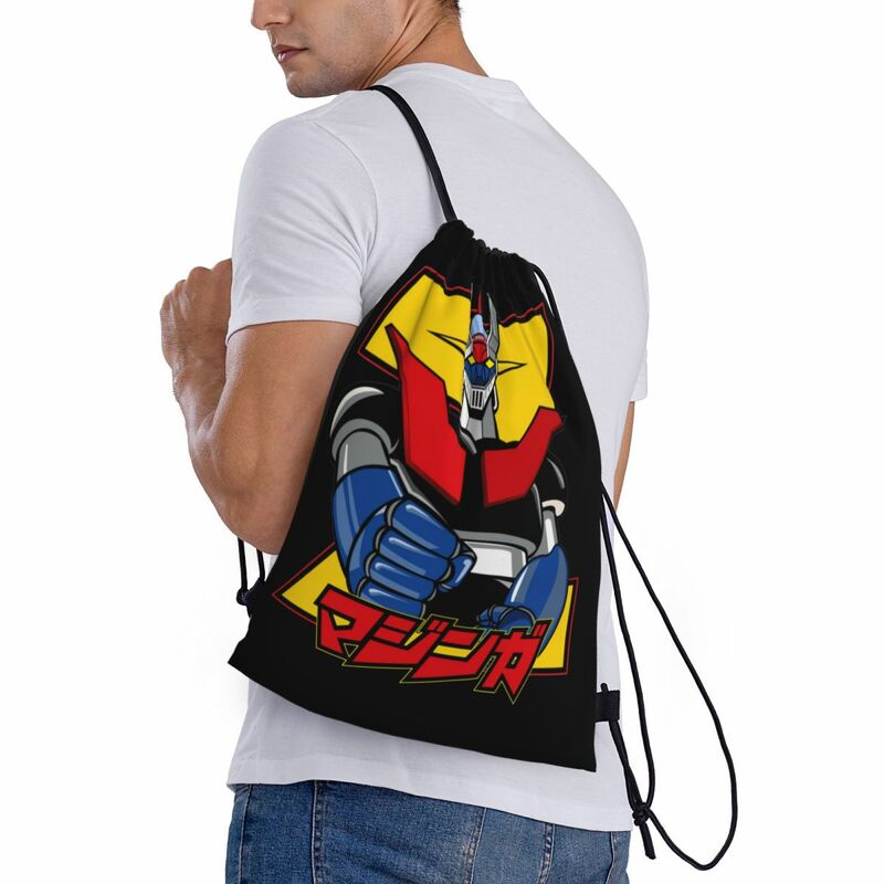 Japan Cartoon Robot Mazinger Z Bag Drawstring Backpack Sports Gym Bag String Sackpack for Yoga Travel