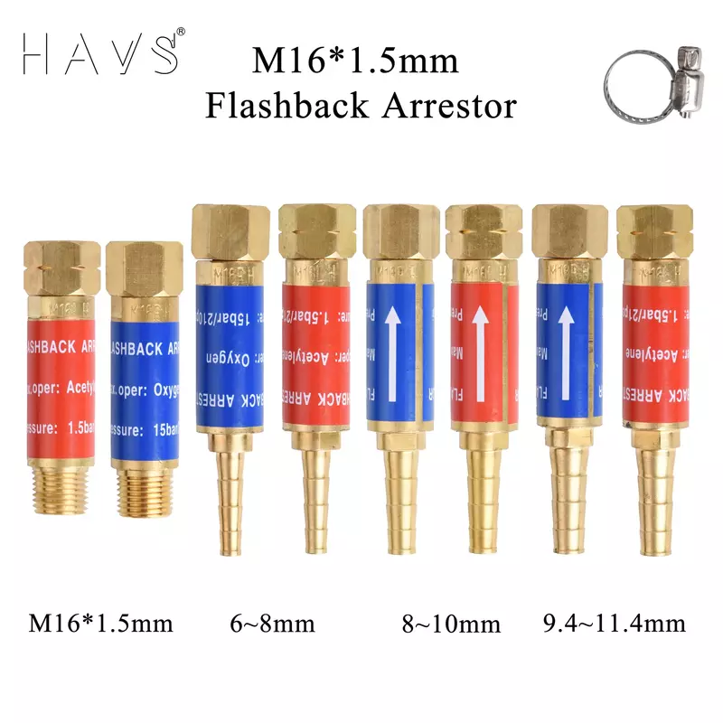 Flashback arresor oksigen asetilen propana, katup cek api Buster M16 * 1.5 untuk Regulator Gas pengurang tekanan dan pemotong Torc