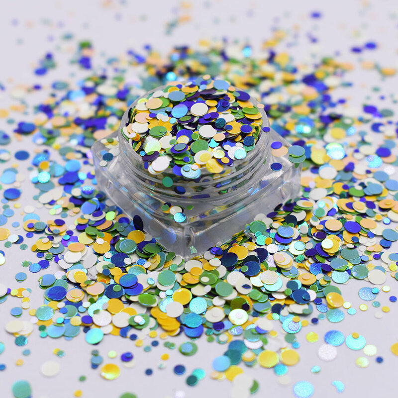 10g/Bag New Dots Chunky Mixes Glitter Shiny Colorful Sequins Glitter Round Shaped For Craft Nail Art Decoration Accessories
