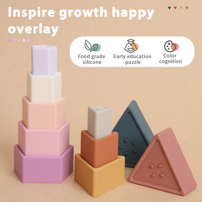 Mainan Blok Bangunan Segitiga Bintang Silikon Mainan Susun Montessori Bebas Bpa Mainan Edukasi Bayi Permainan Meja Interaktif Anak