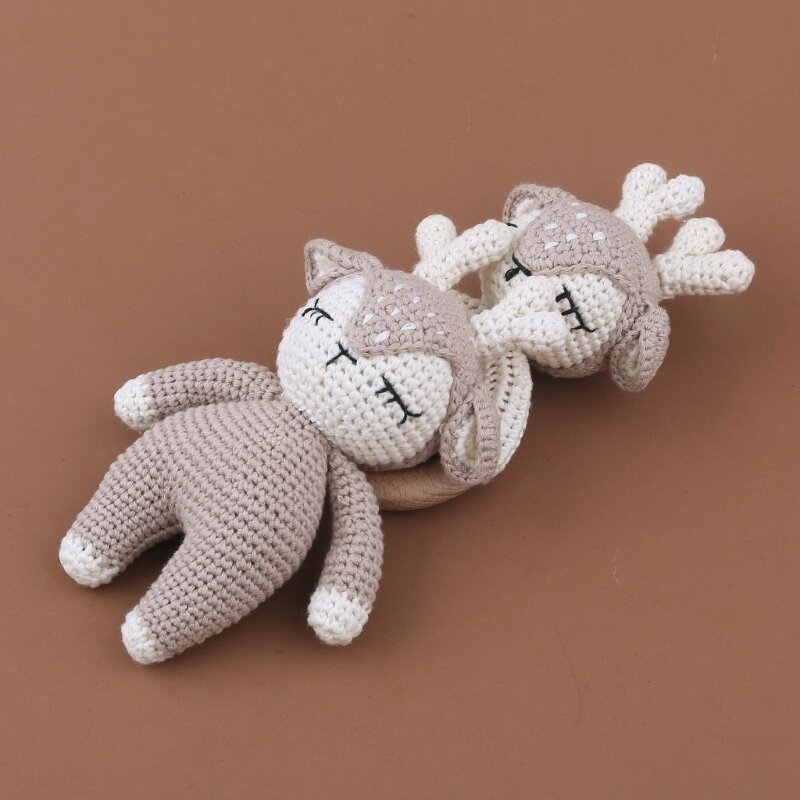 HUYU Crochet poupée pour bébé tricot cerf endormi peluche jouet pour bébé pour garçons filles