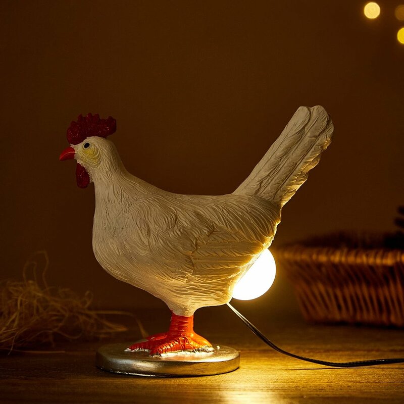 ไฟกลางคืนรูปไก่ LED โคมไฟทรงไข่พร้อมโต๊ะอุ่นเรซิน USB ตกแต่งโคมไฟของขวัญวันเกิดวันคริสต์มาสสำหรับเด็กและเพื่อน