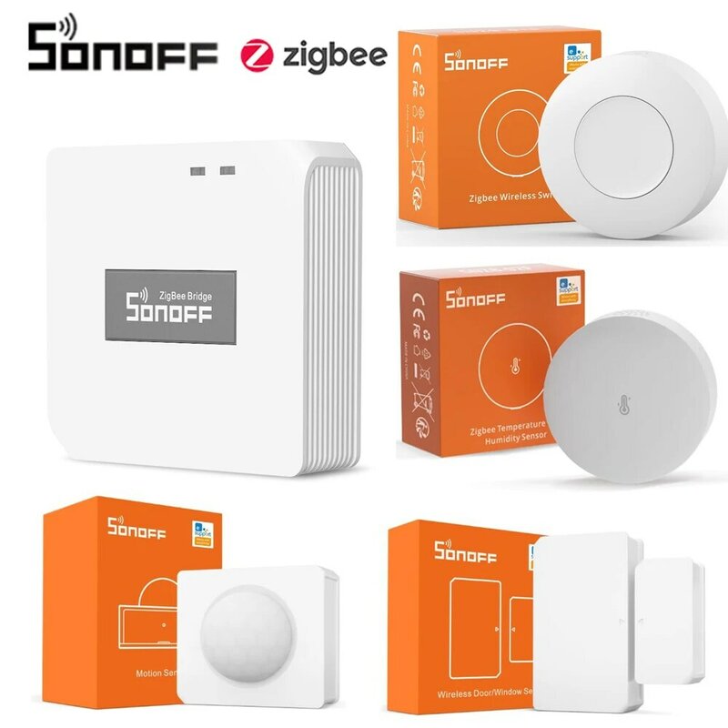 SONOFF-Interruptor inalámbrico con sensor Zigbee 3.0, dispositivo sensible al movimiento y temperatura, sonda de humedad, detector para ventana y puerta