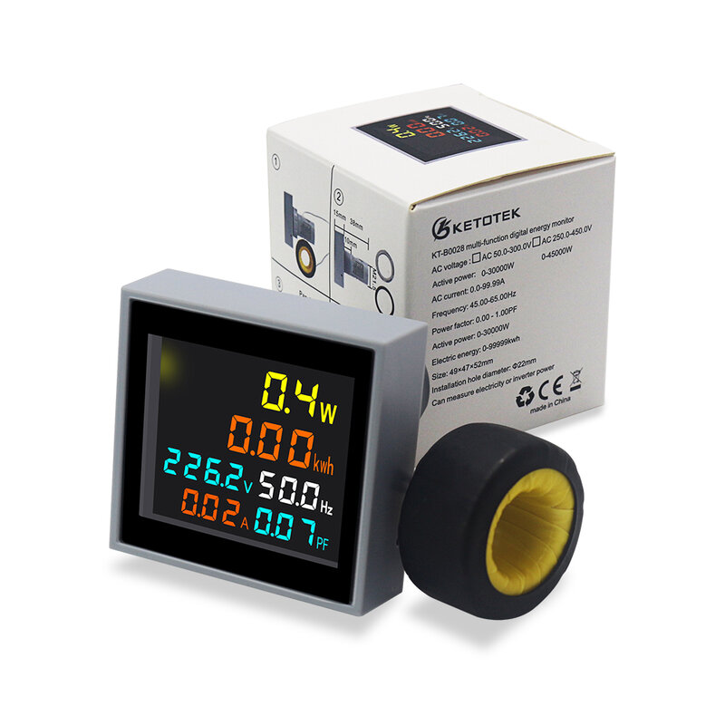 Voltmètre numérique, ampèremètre, tension 50-300v, 100a, moniteur LCD, tension, facteur de courant, ampèremètre