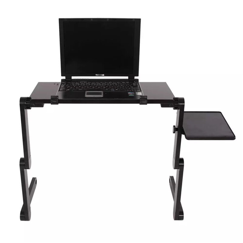 مكتب كمبيوتر محمول متين قابل للطي ، حامل طاولة ، صينية سرير ، وسادة أكواب ، حامل دفتر