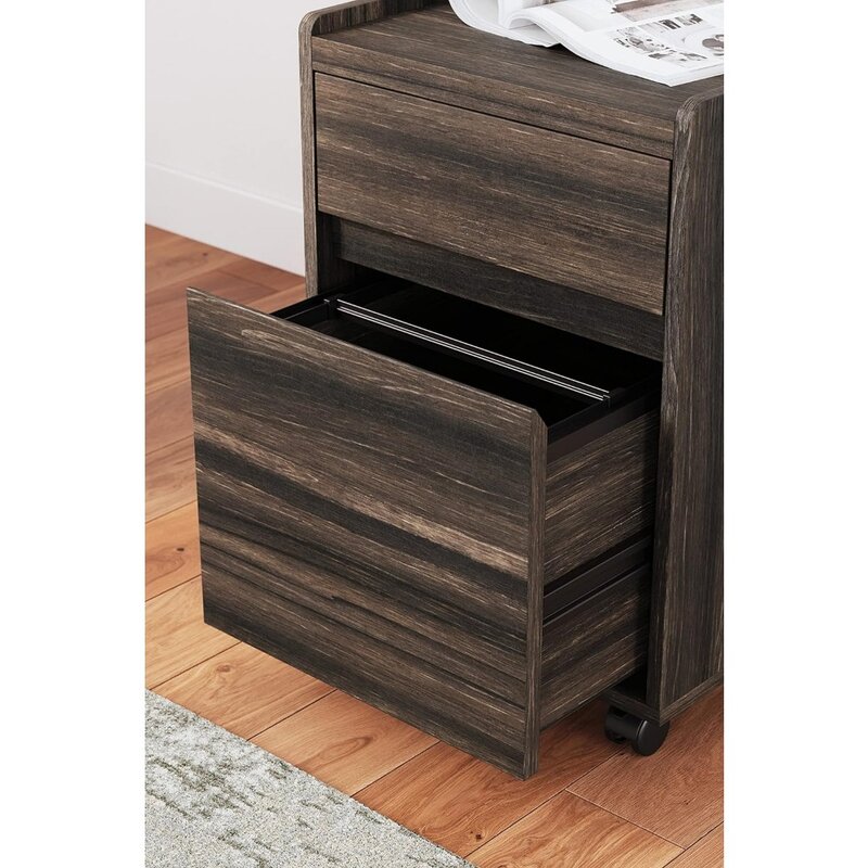 Zendex-archivador contemporáneo con cajón de utilidad, color marrón oscuro, libre de carga, almacenamiento, muebles de oficina