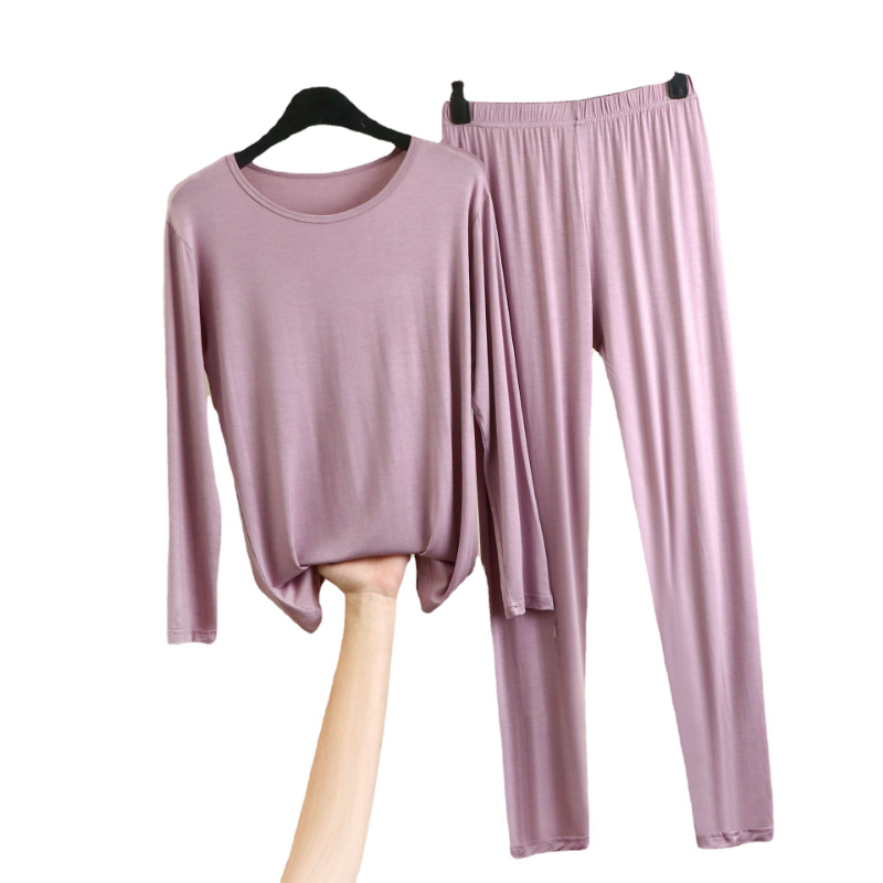 Modal pijamas calças compridas conjunto de roupa interior feminino roupa íntima elástica close-fitting corpo bottomming casa macio johns thermals topo