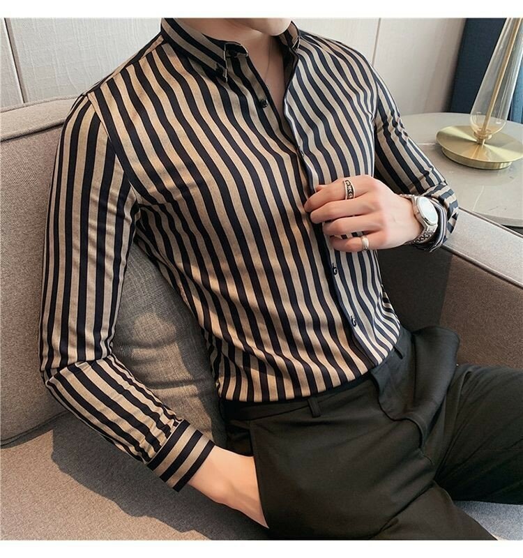 Рубашка-поло мужская приталенная с длинными рукавами, деловая Повседневная дышащая рубашка с лацканами, в Корейском стиле, на лето
