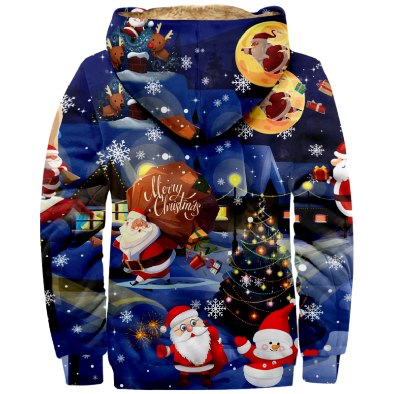 Sudadera con capucha de Feliz Navidad para hombre y mujer, suéter de manga larga con cremallera y cuello levantado, ropa 3D divertida, 2023