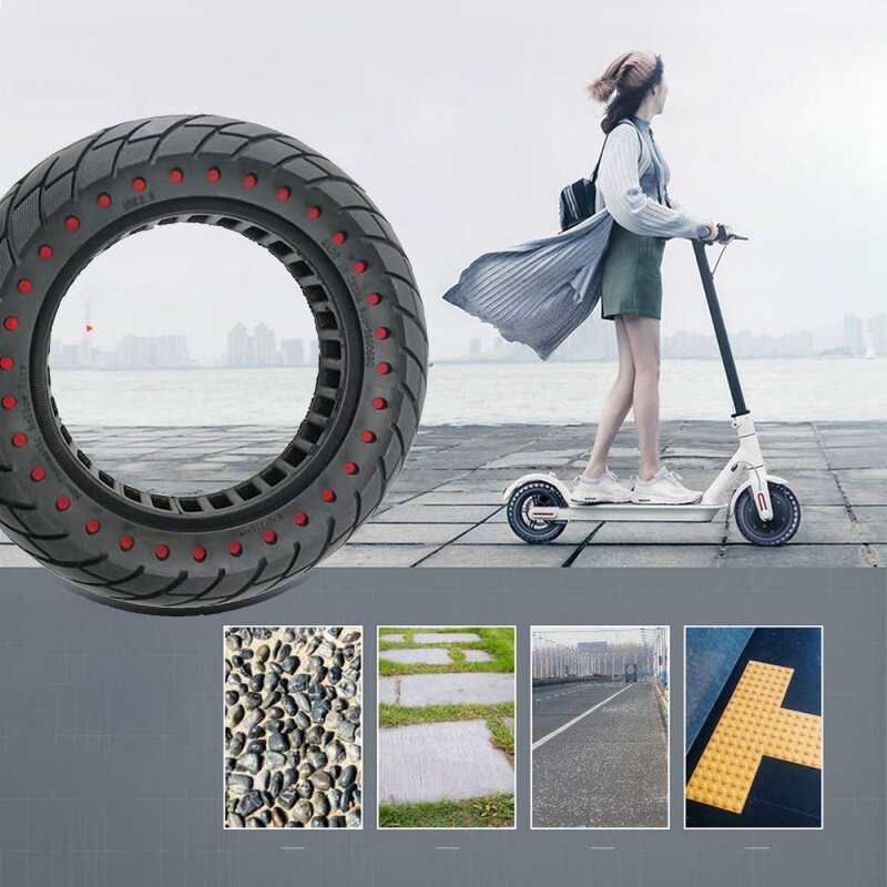 Scooter Tires Rubber Shock Absorber Non-Pneumatic Tyres For 10Inch Scooter Skateboard Tyre Solid Hole Tires