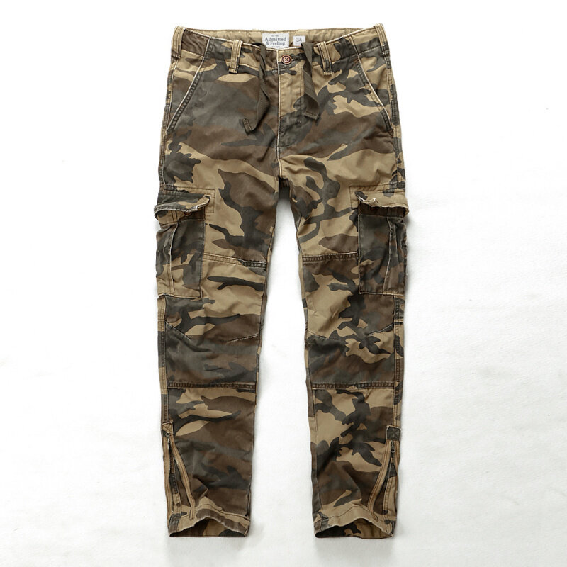 Men's Casual Pants New Retro Men's Sports Trousers Camouflage Cotton Washed Men's Trousers Loose Large Size Men's Overalls