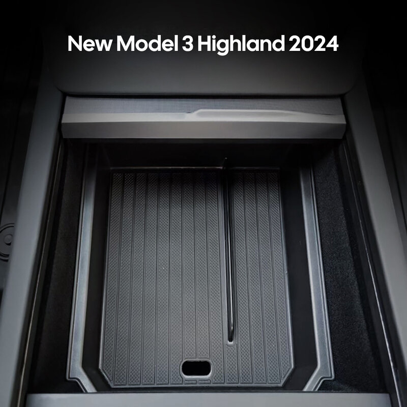 For Tesla Model 3 Highland 2024 Center Console Eyeglasses Storage Case Armrest Storage Box Upper&Lower Silicone Anti-slip Mat