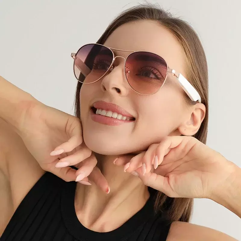 Ai แว่นตาอัจฉริยะใส่เสียงผ่านบลูทูธแว่นตากันแดดอัจฉริยะชุดหูฟังบลูทูธแบบไร้สายระบบนำทางด้วย UV400การโทรออกเพลง