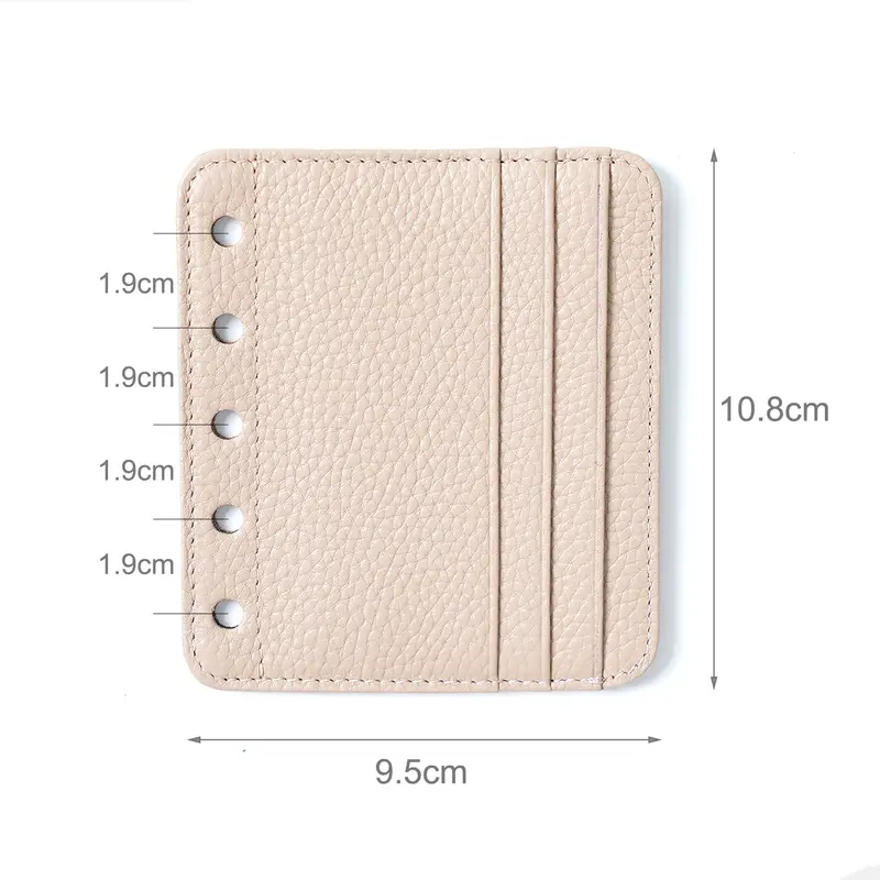 Porta carte Moterm Flyleaf per Ring Planner con 6 Slot per schede e una tasca centrale in pelle bovina ID borsa per carte di credito accessorio per Notebook