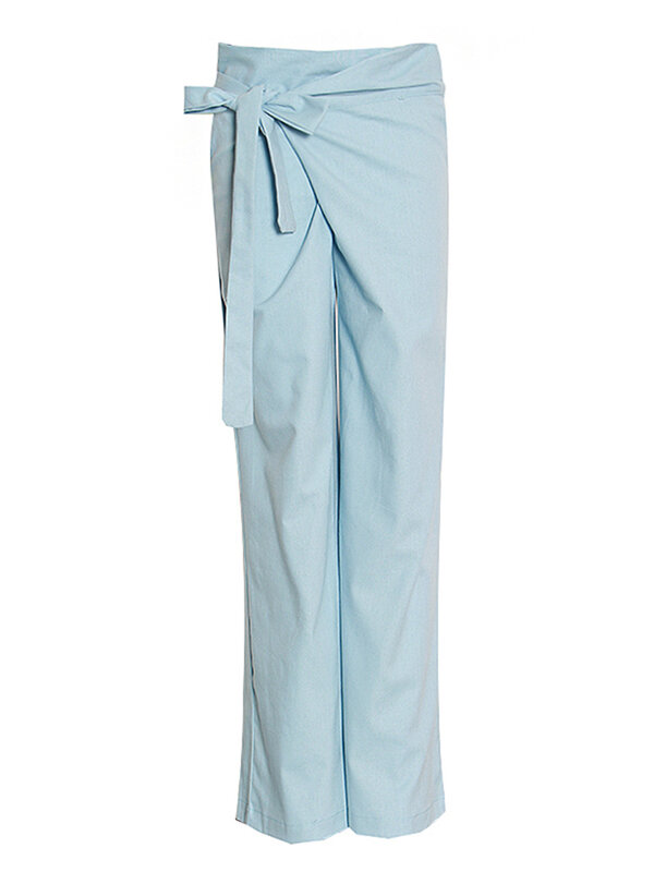 Romiss กางเกงขายาวเอวสูงสำหรับผู้หญิง, กางเกงเอวสูงแต่งระบายกางเกงขาม้าทรงหลวมสีล้วนสำหรับฤดูใบไม้ร่วง2024