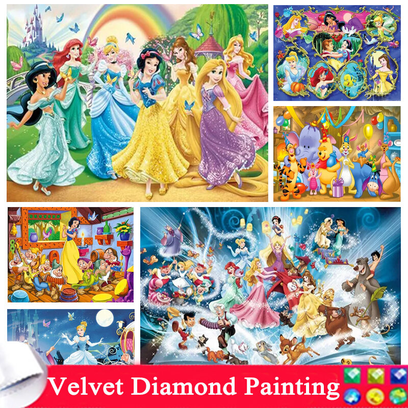 Disney DIY seri kartun lukisan berlian putri penuh berlian bordir Mickey Mouse Kit jahit silang mosaik seni dekorasi rumah