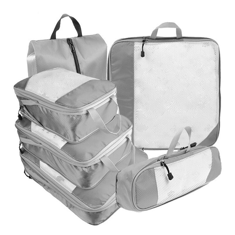 6x kostki do pakowania kompresji podstawowe akcesoria do podróży Organizer walizka bagażowa