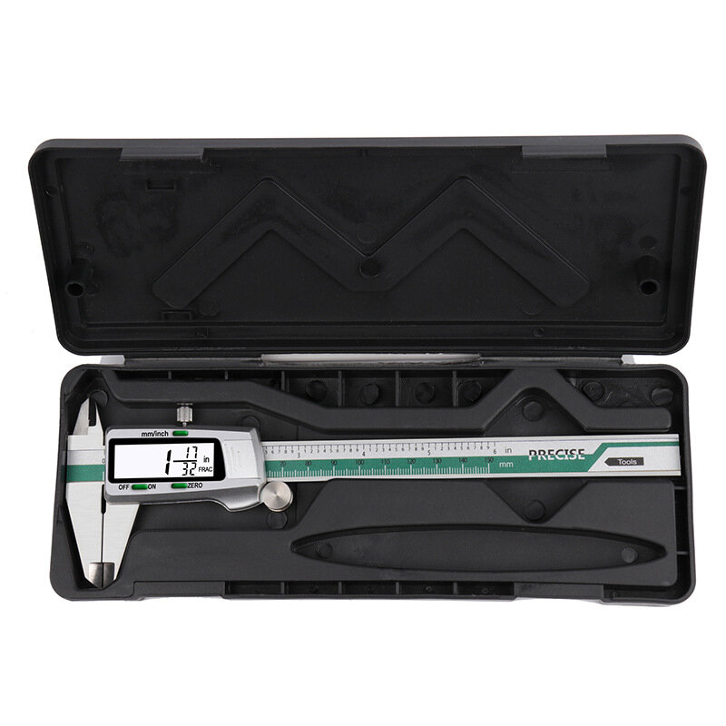 ET50 Green Spelling Stainless Steel Vernier Calipers with Fractions with Metal Digital Mixed Score Display