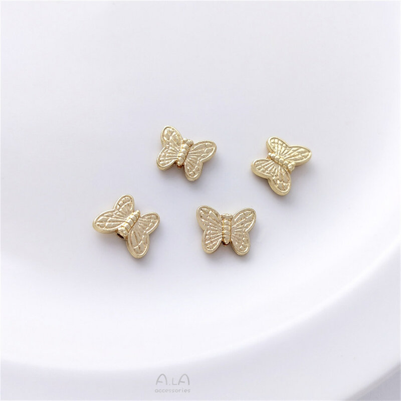 1pcs 14K gold coated DIY accessories butterfly through-hole separated bead handcrafted chain ear jewelry handmade materials