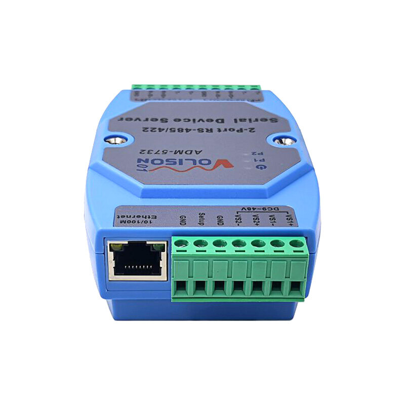 ADM-5732 przemysłowe 2-kanałowe 485 serwer portu szeregowego 2-portowe RS485/422 do Ethernet Din-rail