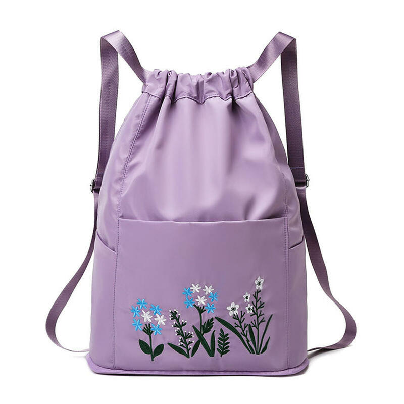 Женский рюкзак на шнурке, складная мягкая многофункциональная дорожная водонепроницаемая сумка для спортзала, нейлоновая спортивная сумка, рюкзак с вышивкой