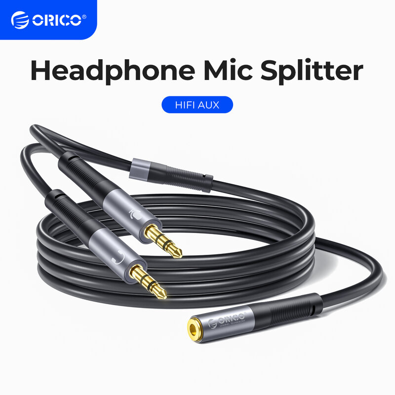 ORICO Headphone Splitter 3.5mm Audio Mic Cable Microphone Liquid Silicone Wire for PC Laptop Headsets Nintendo Switch Speaker