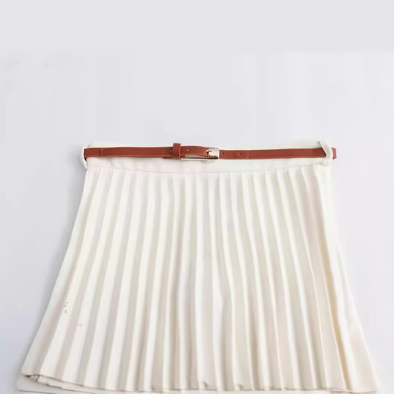 Женская плиссированная мини-юбка с высокой талией, женская модная короткая юбка с поясом, Повседневная элегантная женская юбка, лето 2024