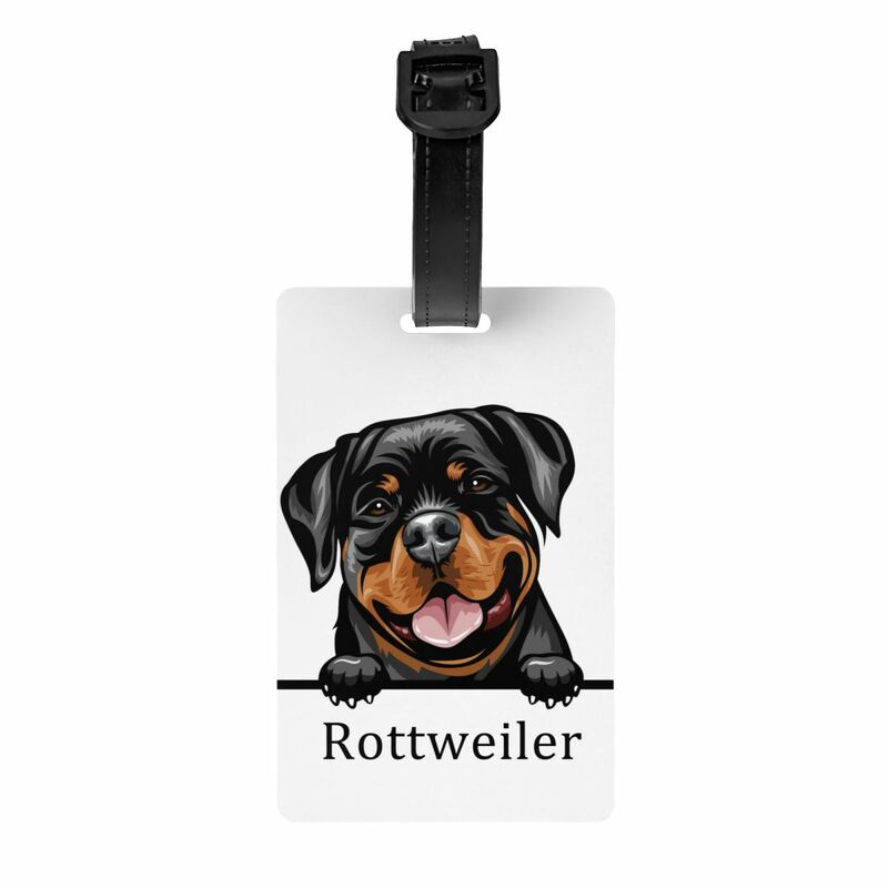 Étiquette de bagage personnalisée pour chien Rottweiler avec carte de visite, couverture de confidentialité pour animal de compagnie, étiquette d'identification pour sac de voyage et valise