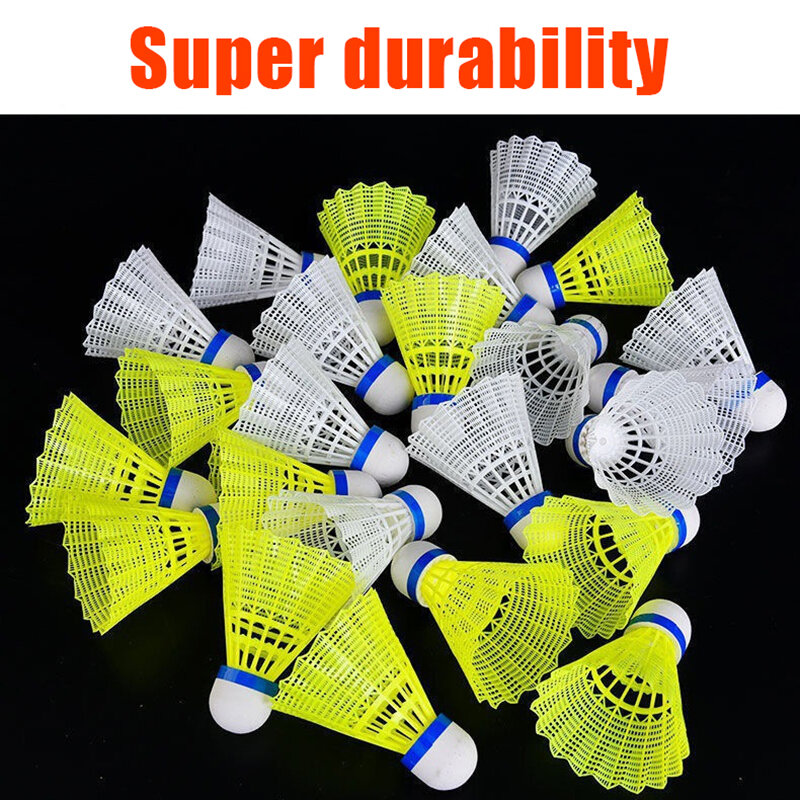 Bola de plástico profissional do badminton para a formação do estudante, bola de nylon durável, amarelo e branco, Dropshipping, 1 pc