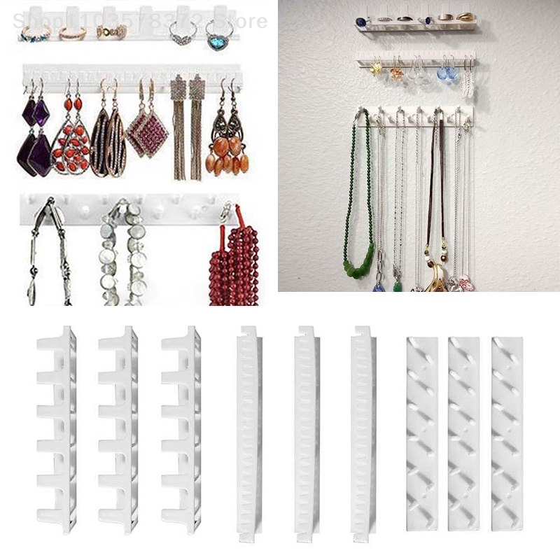 Ganchos adhesivos para colgar en la pared, de 9 piezas perchero, organizador de almacenamiento de joyas, pendientes y collares