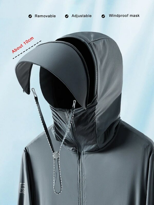 Летние UPF 100 + УФ-защитные кожаные пальто мужские дышащие светильник тонкие крутые нейлоновые ветрозащитные повседневные куртки с капюшоном 8XL